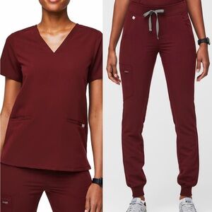 FIGS SET: Women's Short Sleeve jigger set in Burgundy